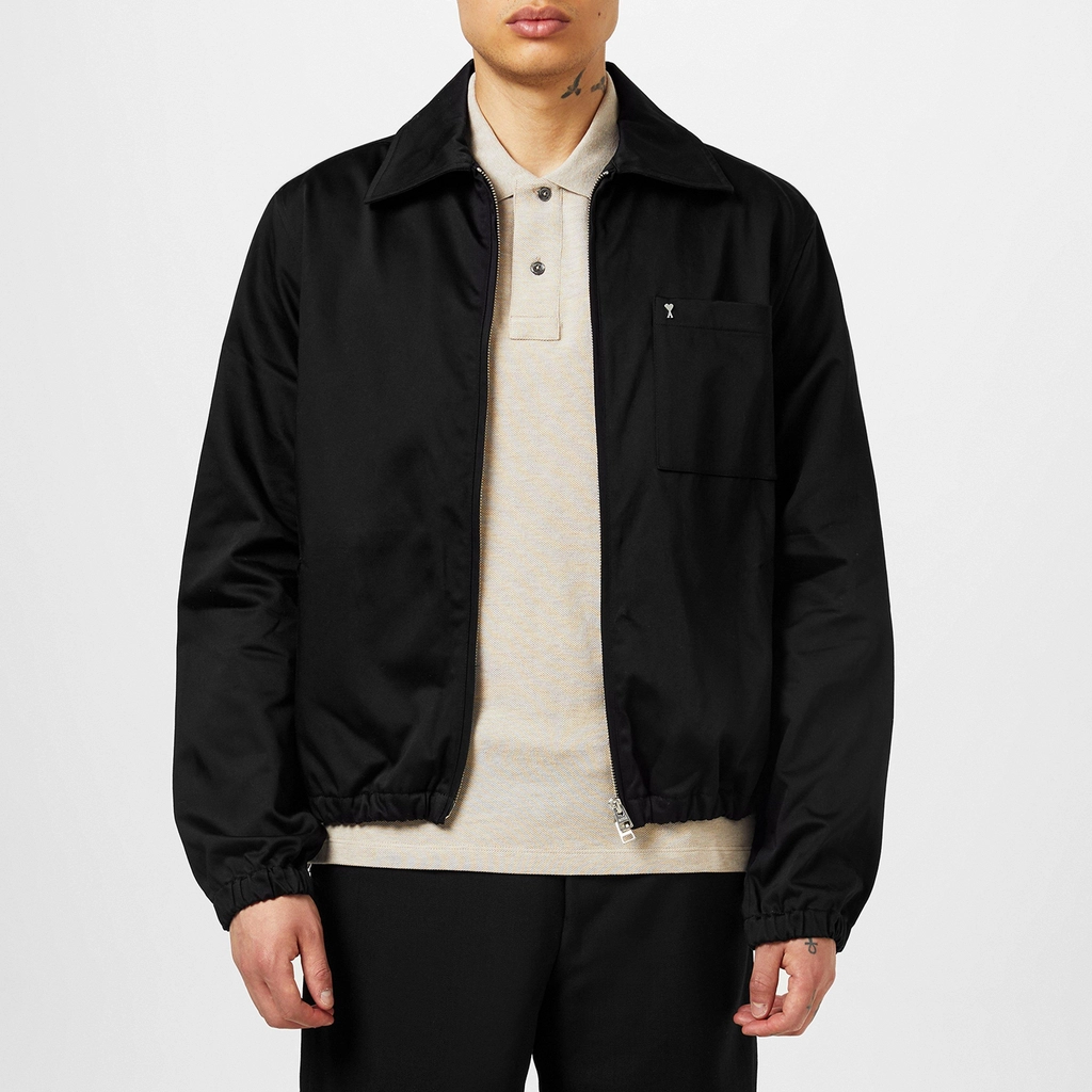 AMI Paris Logo Cotton Shirt Jacket Mens - BLACK 001